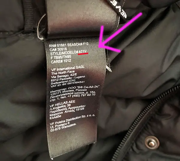 north The jacket face tags